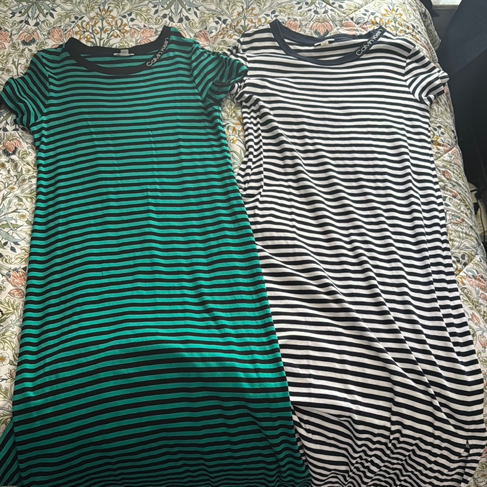 Calvin Klein Green and Black Sheath Midi Dress
